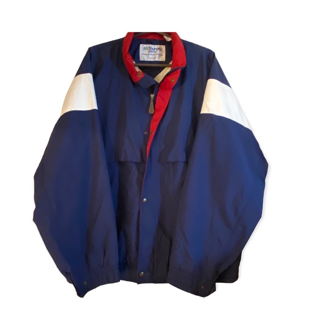 Tourney Jacket Mens Size‎ XXL Windproof Waterproof Blue and White Breathable Zip